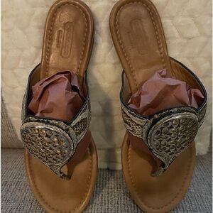 Coach Sena Snakeskin Sandals, Size 8B.